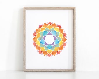 Sahasrara Chakra Meditatie Print, Afdrukbare Yoga Poster, Chakra Art