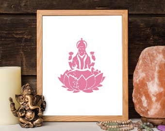Arte imprimible de la diosa Lakshmi, impresión de yoga