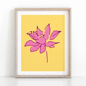 Happy Lotus Flower Yoga Wall Decor, Printable Meditation Art image 1