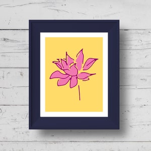 Happy Lotus Flower Yoga Wall Decor, Printable Meditation Art image 3