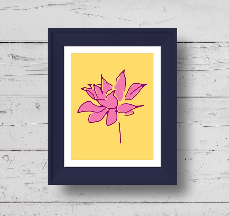 Happy Lotus Flower Yoga Wall Decor, Printable Meditation Art image 3