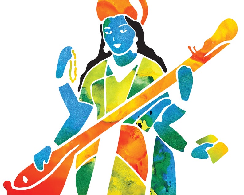 Goddess Saraswati Yoga Print, Instant Download Hindu Art image 4