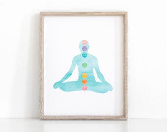 Chakra Art Print, Spiritual Wall Decor, Chakra Meditation Poster, Printable Yoga Art