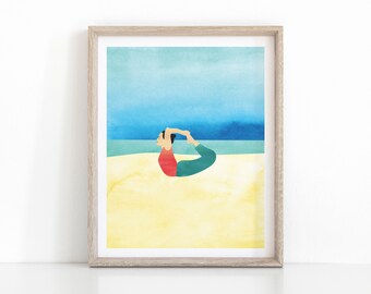 Beach Yoga Poster, Yoga Pose Printable