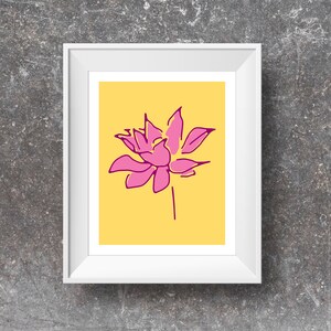 Happy Lotus Flower Yoga Wall Decor, Printable Meditation Art image 2