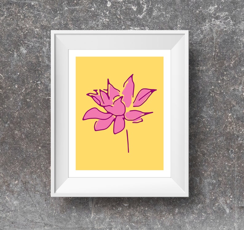 Happy Lotus Flower Yoga Wall Decor, Printable Meditation Art image 2