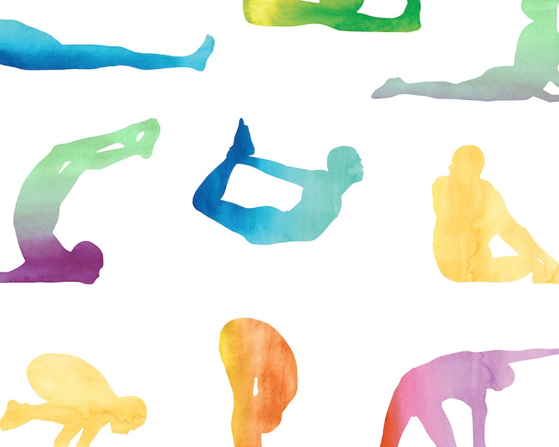 12 basic poses yoga poster yoga asana print etsy