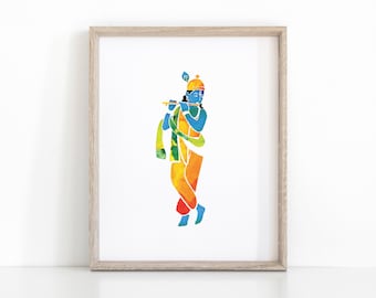 Afdrukbare Heer Krishna-kunst, yogaposter