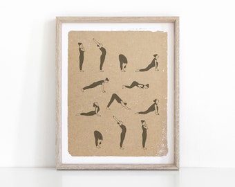 Sun Salutation Poster, Instant Download Yoga Flow Print