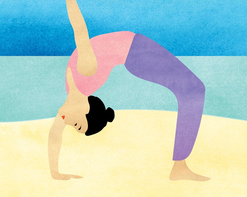 Beach Yoga Pose Poster, Printable Yoga Painting - Etsy