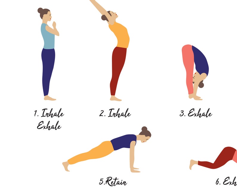 Inhale Exhale Sun Salutation Yoga Wall Art, Instant Download Yoga Print image 5