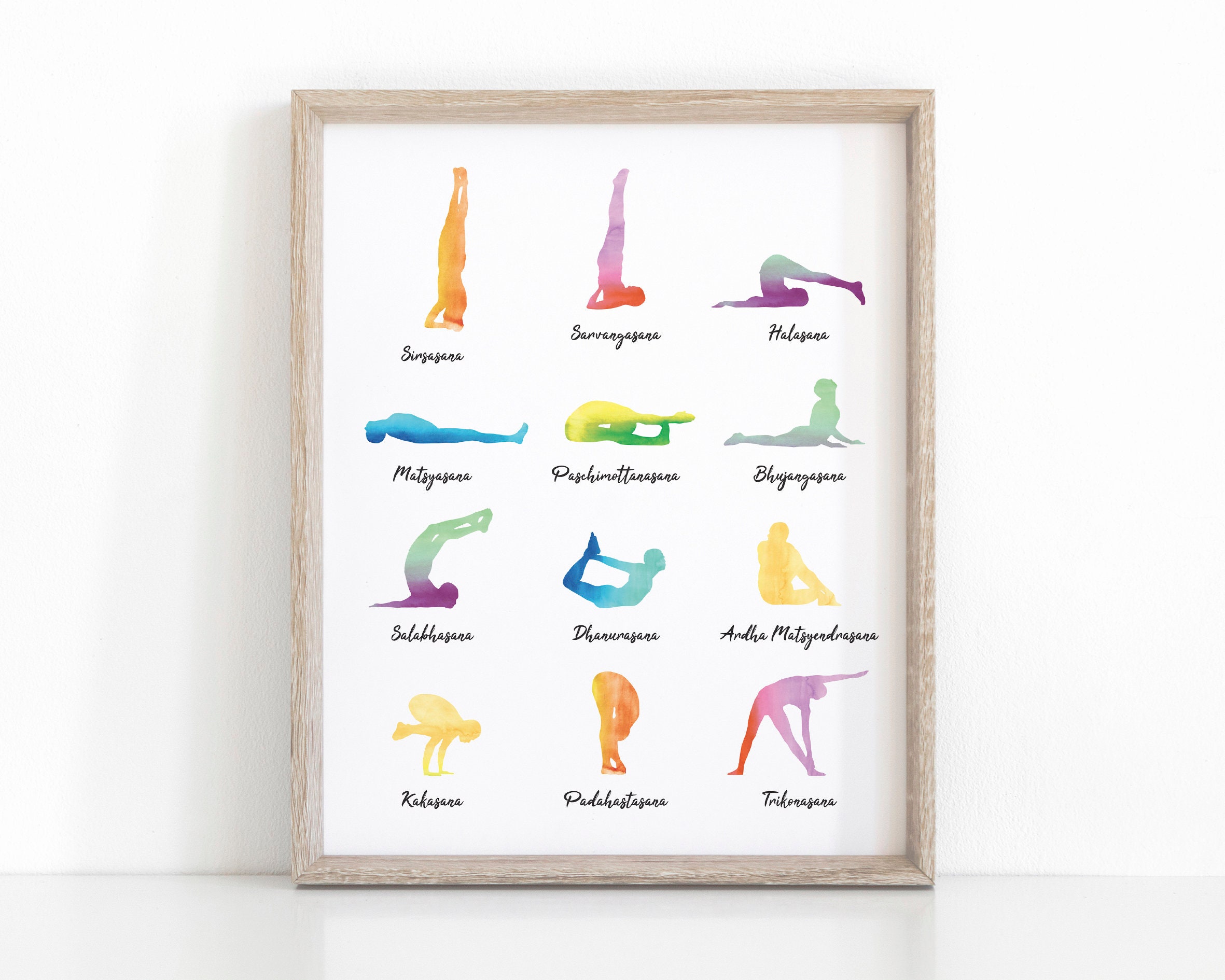asana appreciation poster **DIGITAL FILE** Headstand Sirsasanas yoga poses poster art prints
