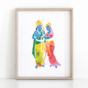 Rama and Sita Hindu Art, Instant Download Meditation Print, Spiritual Wall Decor