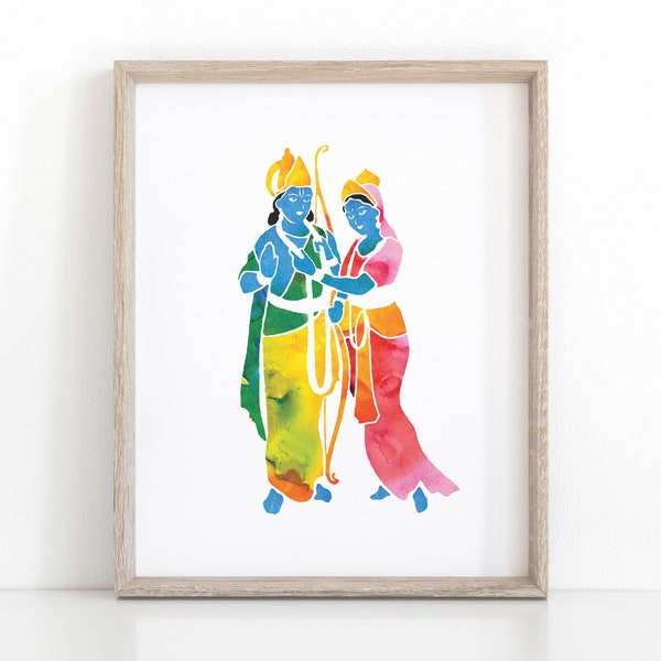 Rama und Sita Hindu Kunst, Instant Download Meditation Print, spirituelle Wanddekoration