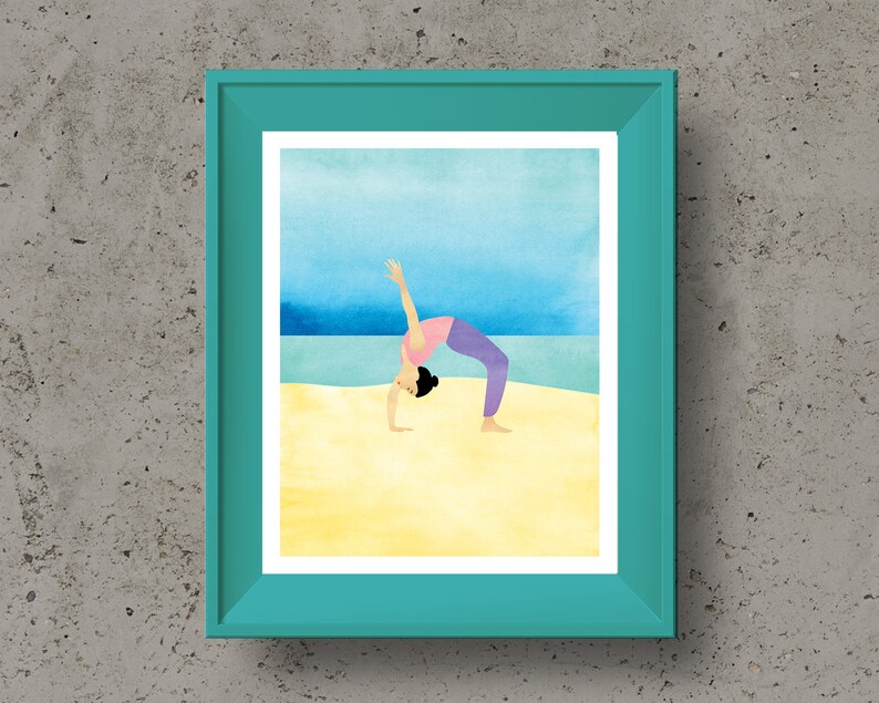 Beach Yoga Pose Poster, Printable Yoga Painting - Etsy