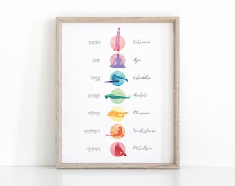 Chakra Balancing Yoga Print, Instant Dowload Meditation Art