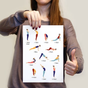 Inhale Exhale Sun Salutation Yoga Wall Art, Instant Download Yoga Print image 3