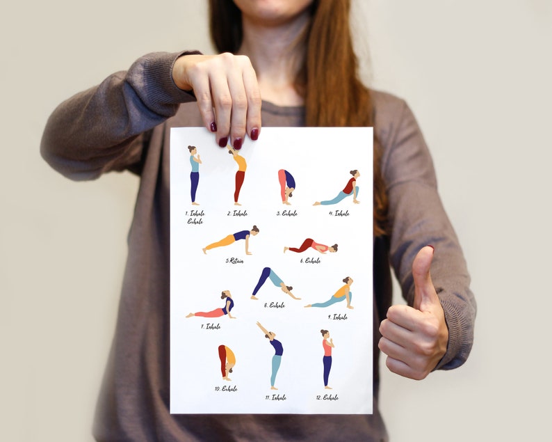 Inhale Exhale Sun Salutation Yoga Wall Art, Instant Download Yoga Print image 3