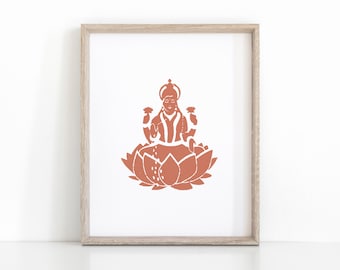 Sri Lakshmi, godin van welvaart en overvloed, Instant Dowload Yoga Print