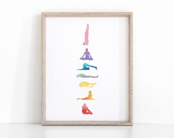 Chakra Balancing Yoga Art, Printable Meditation Gift