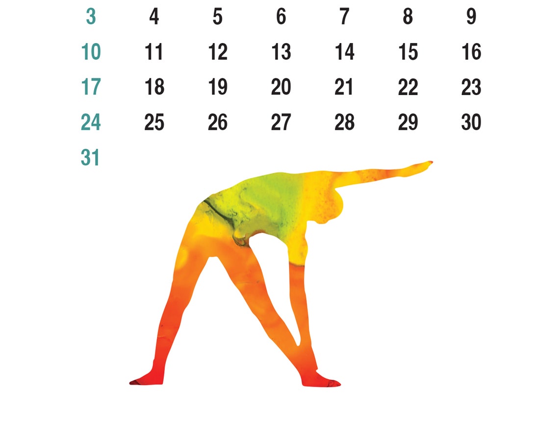 Yoga Poses 2021 Wall Calendar Printable Annual Planner Etsy