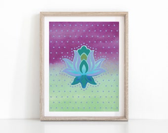 Lotus Printable Yoga Wall Art, Spiritual Gift for Yogis