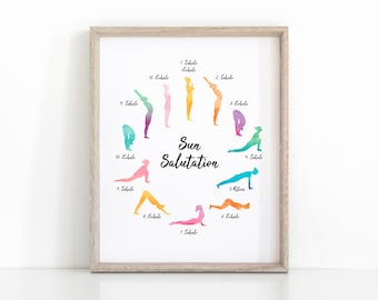 Inhale Exhale Sun Salutation Yoga Poster, Printable Yoga Flow