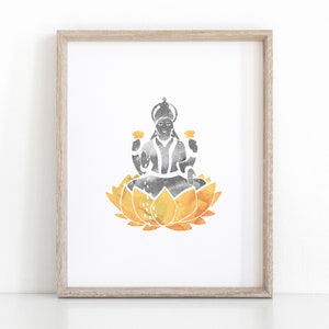 Lakshmi Print, Instant Download Hindu Art, Indian Goddess Home Decor