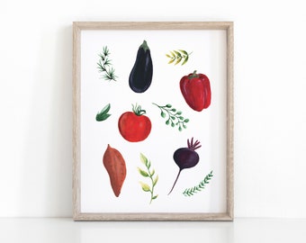 Vegetable Print, Instant Download Kitchen Wall Decor