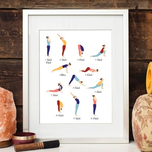 Inhale Exhale Sun Salutation Yoga Wall Art, Instant Download Yoga Print image 2