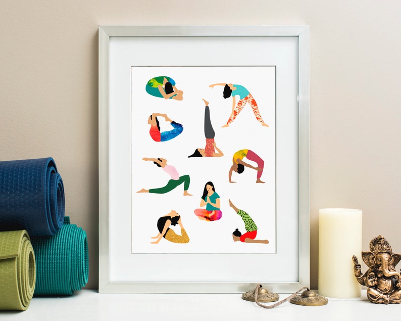 Illustrated Yoga Poses Print, Instant Download Yoga Poster - Etsy