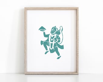 Lord Hanuman Print, Descarga instantánea de arte de yoga