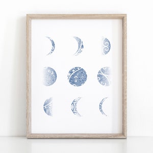 Boho Moon Phase Poster, Minimalist Art Print