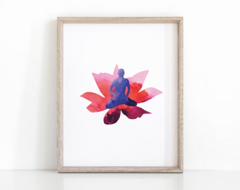 Lotus Yoga Pose Print, Instant Download Meditation Poster, Yogi Wall Art