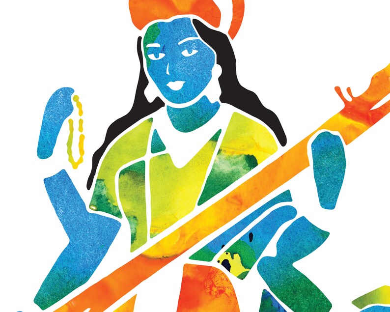 Goddess Saraswati Yoga Print, Instant Download Hindu Art image 5