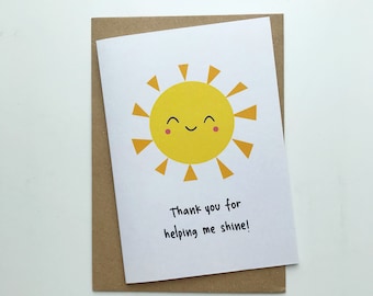 Thank you for helping me shine Card | Teacher Card | Thank you Teacher Card