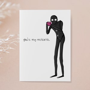 Eres mi meteorito, extraterrestre de la ciudad asteroide con corazón, tarjeta de felicitación de roca lunar / tarjeta de aniversario de San Valentín inspirada en Wes Anderson