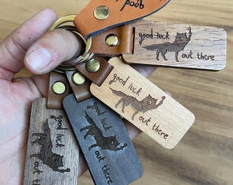 Good Luck Out There, Wolf Fist of Solidarity Wooden Keychain | Inspired by Wes Anderson Fantastic Mr Fox Movie | Graduation Gift