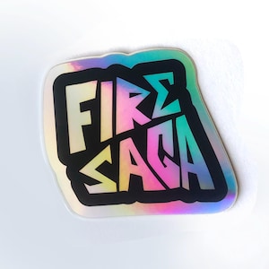 Metallic Fire Saga Band Logo Sticker, Eurovision Song Contest Movie