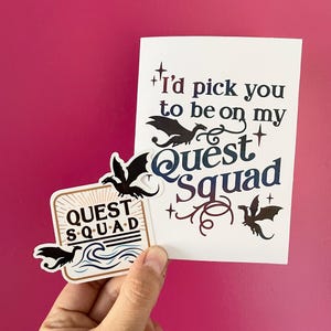 I'd Pick You To Be on My Quest Squad Wenskaart | Geïnspireerd door Fourth Wing Book Onyx Storm | Bookish Notecard Valentines Galentines