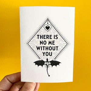 Non ci sono io senza di te. Xaden Quote Greeting Card / Ispirato da Fourth Wing Rebecca Yarros Book / Bookish Notecard Tairn Andarna Violet