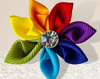 Gay Wedding Lapel Pin, Pride Pin Rainbow Flower,  LGBT Flower Brooch Gay's Gift, LGBTQ Buttonhole