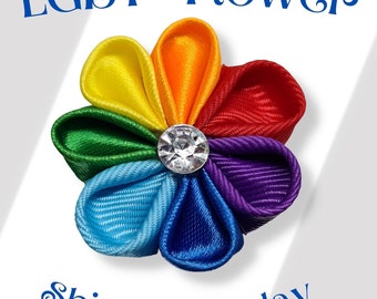 LGBT Pride Boutonniere Gay Wedding Brooch, Rainbow Flower Lapel Pin, Gay Pride Pin Gift For a Partner