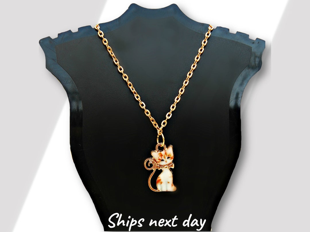 Cat Necklace Girl's Gift, Adorable Kitten Jewelry for Children Girl