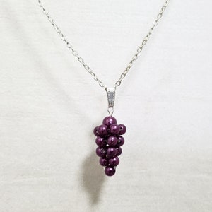 Grape Necklace, Victorian Style Wine Necklace, Purple Grape Pendant Choker Handmade Gift for Nature Lovers, Chunky Fruit Pendant