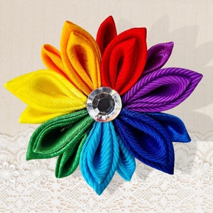 Rainbow Flower Boutonniere Lapel Pin - LGBT Wedding Accessories, Gay Pride Brooch,  LGTB Flower Brooch Gay Pride Pin, Gay Wedding Buttonhole