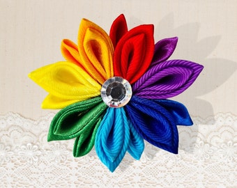 Rainbow Flower Boutonniere Lapel Pin - LGBT Wedding Accessories, Gay Pride Brooch,  LGTB Flower Brooch Gay Pride Pin, Gay Wedding Buttonhole
