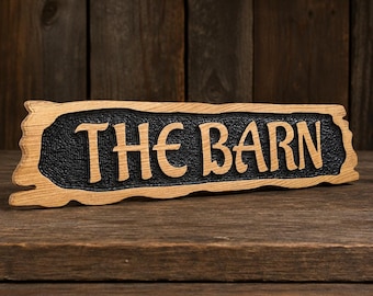 House Number Plaque, Personalised Oak Entry Sign, Engraved Front Door Marker