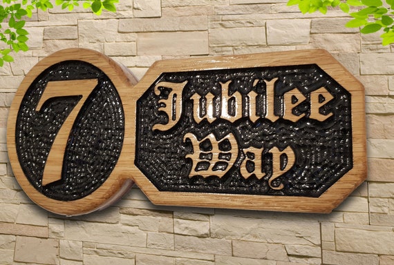 Personalised Carved Engraved Wooden House Number Name Sign Address Plaque