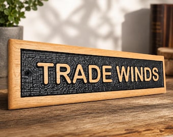 Personalised Wooden House Sign, Caravan or Garden Name Plaque, Custom Engraved Rustic Decor